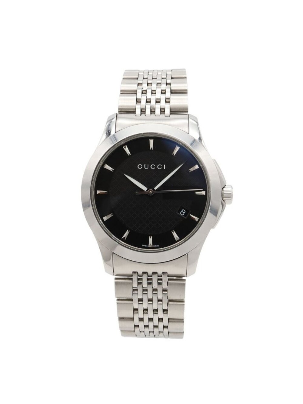 Gucci G-Timeless Collection Date SS Black Dial Quartz Watch 126.4